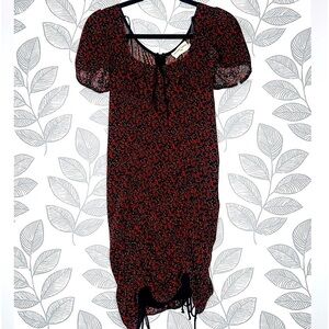 Victoria + Sofia‎ Mini Dress S NWT Black Red Floral Tie Hem Lingerie Slip Style